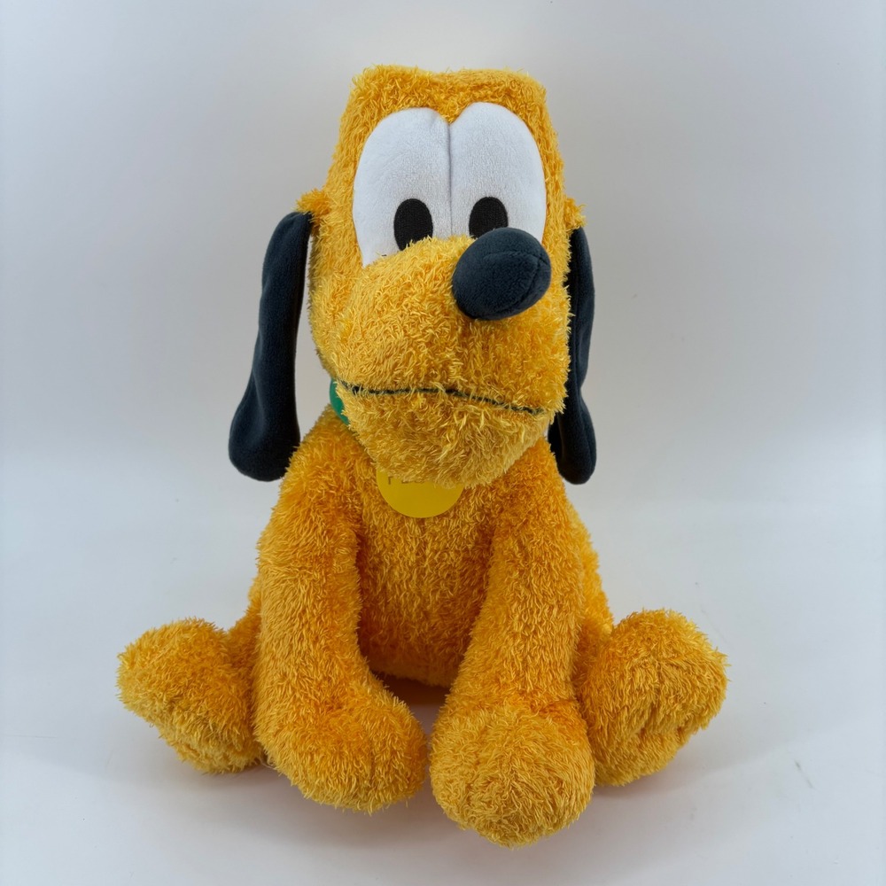 Disney Parks Pluto Plush Weighted Toy Unisex 14" Yellow Shaggy Stuffed Animal